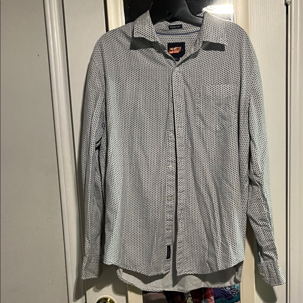 American Eagle Outfitters Men's Black and White Patterned Shirt